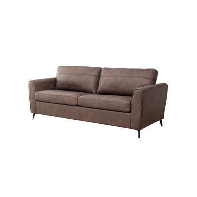 Saahith Modern Faux Leather Sleeper Sofa with Memory Foam Mattress, Convertible Pull-Out Couch Bed by Hokku Designs