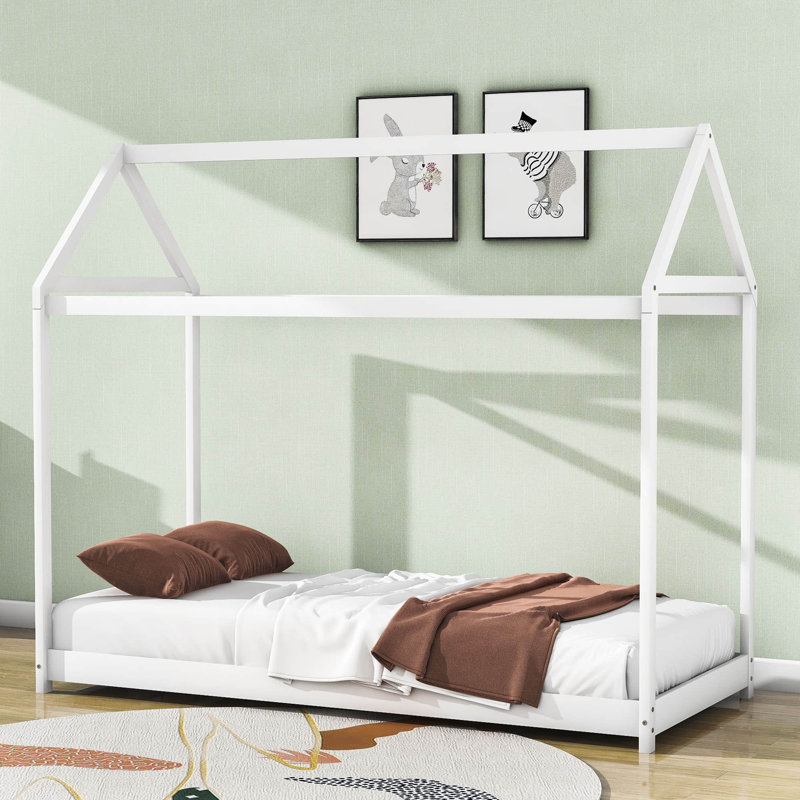 Lit simple en bois Coyer, Blanc