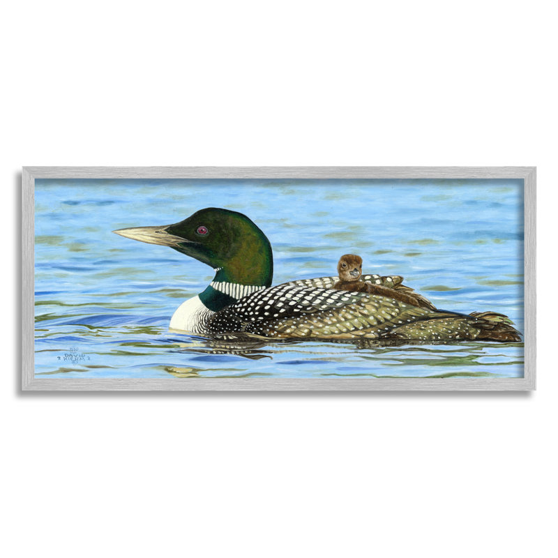 Mallard and Duckling In Water par © David Graham, Estampe numérique Farmhouse, H 13 po x l 30 po x P 1,5 po