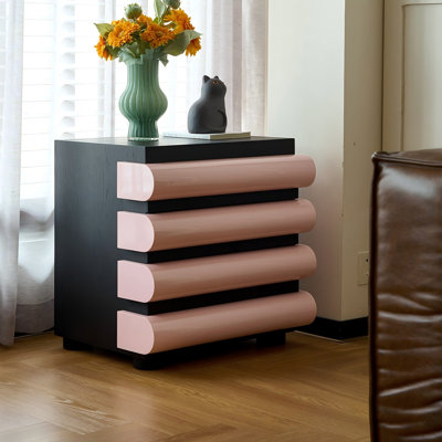 Commode 3 tiroirs 22,05 po avec blocs de couleur rose et noir