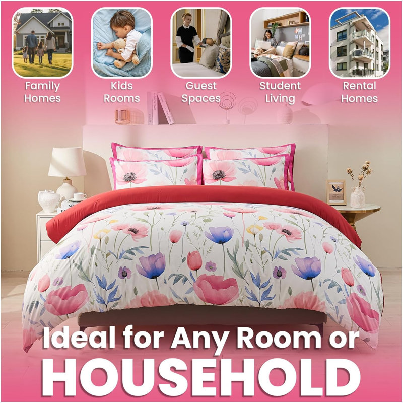 Polyester Duvet Cover Set with Pillowcases Included, King Duvet Cover + 2 Standard Pillowcases