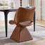 Fauteuil de salle à manger à dossier haut de luxe et pivotant, siège rembourré en similicuir brun classique