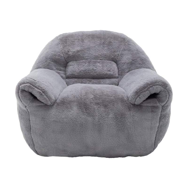 Bean Bag Chair, Dark Gray Faux Fur