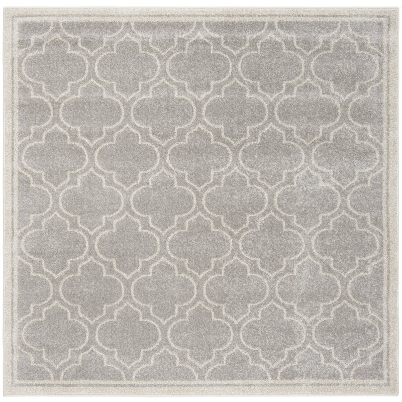 Ammundsen Abstract Grey / Light Grey Area Rug, Square 9'