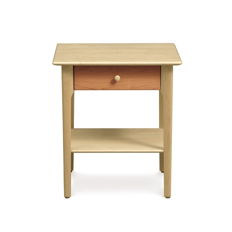 Sarah 1 - Drawer Solid Wood Nightstand, 24", Maple and Cherry