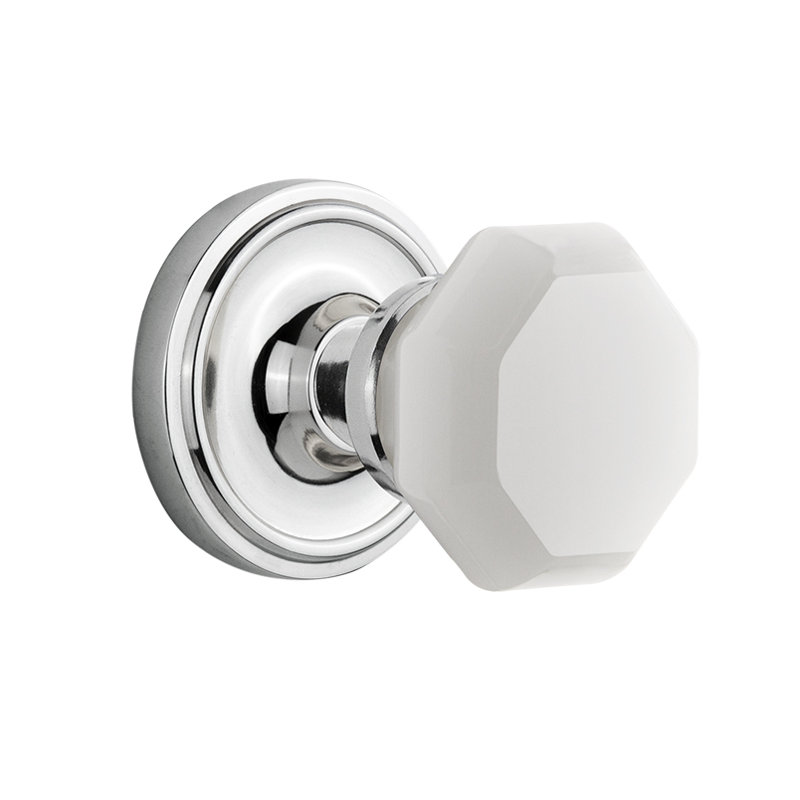 Classic Rosette with Waldorf White Milk Knob, Antique Brass