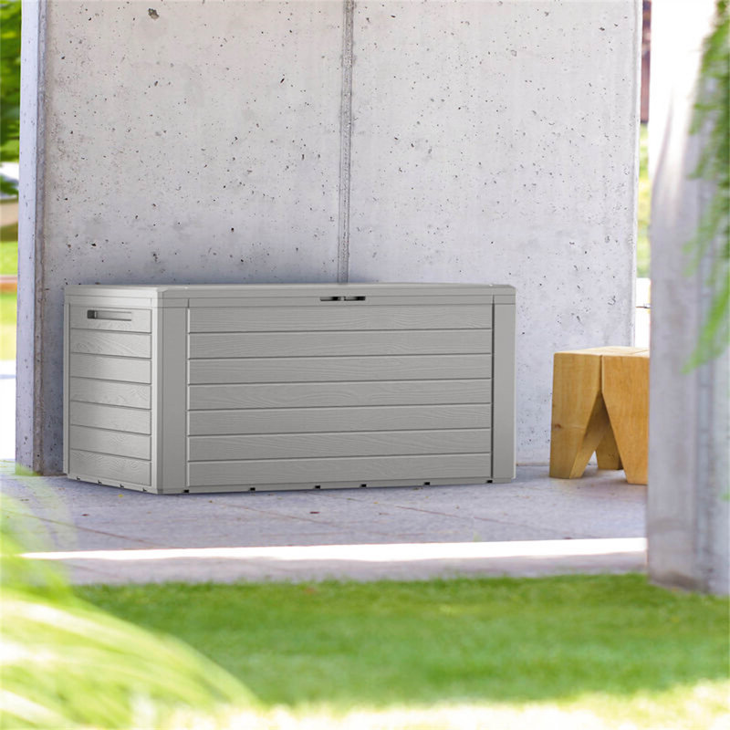 Dakota Fields Annyssa 300L Gallon Water Resistant Plastic Lockable Deck Box, Gray