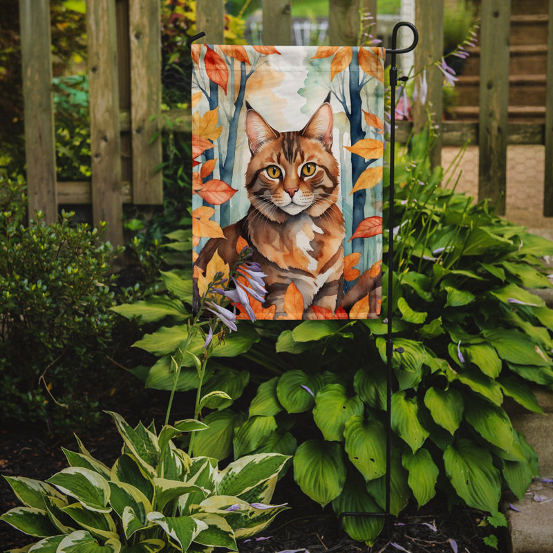 Chat en feuilles d'automne drapeau de jardin, Sokoke