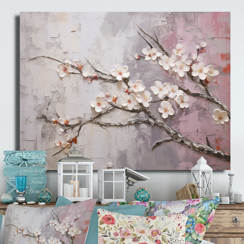 Fleur de pommier Harmony VII - salon d'art mural en métal fleur de pommier, H 16 po x l 32 po x P 1 po