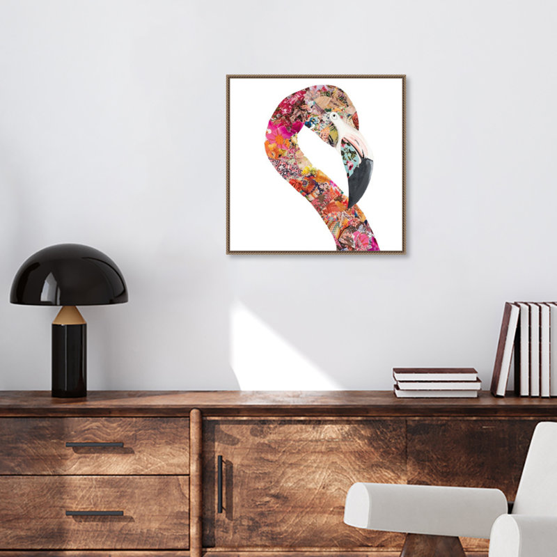 «Flamingo Party I», reproduction encadrée sur toile par Gina Ritter, H 22 po x l 22 po x P 2 po
