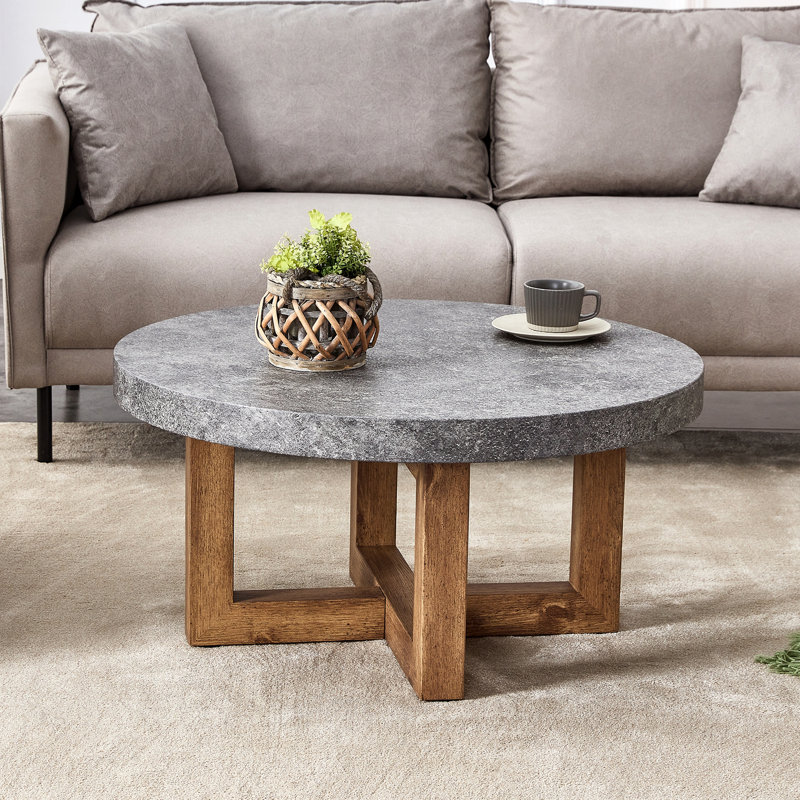 Table basse ronde en bois aggloméré Modern Texture - diamètre 31,4 po.