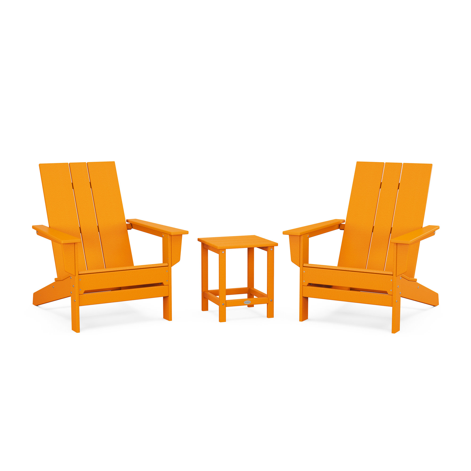 POLYWOOD x AllModern Adirondack Chairs with Table, Tangerine