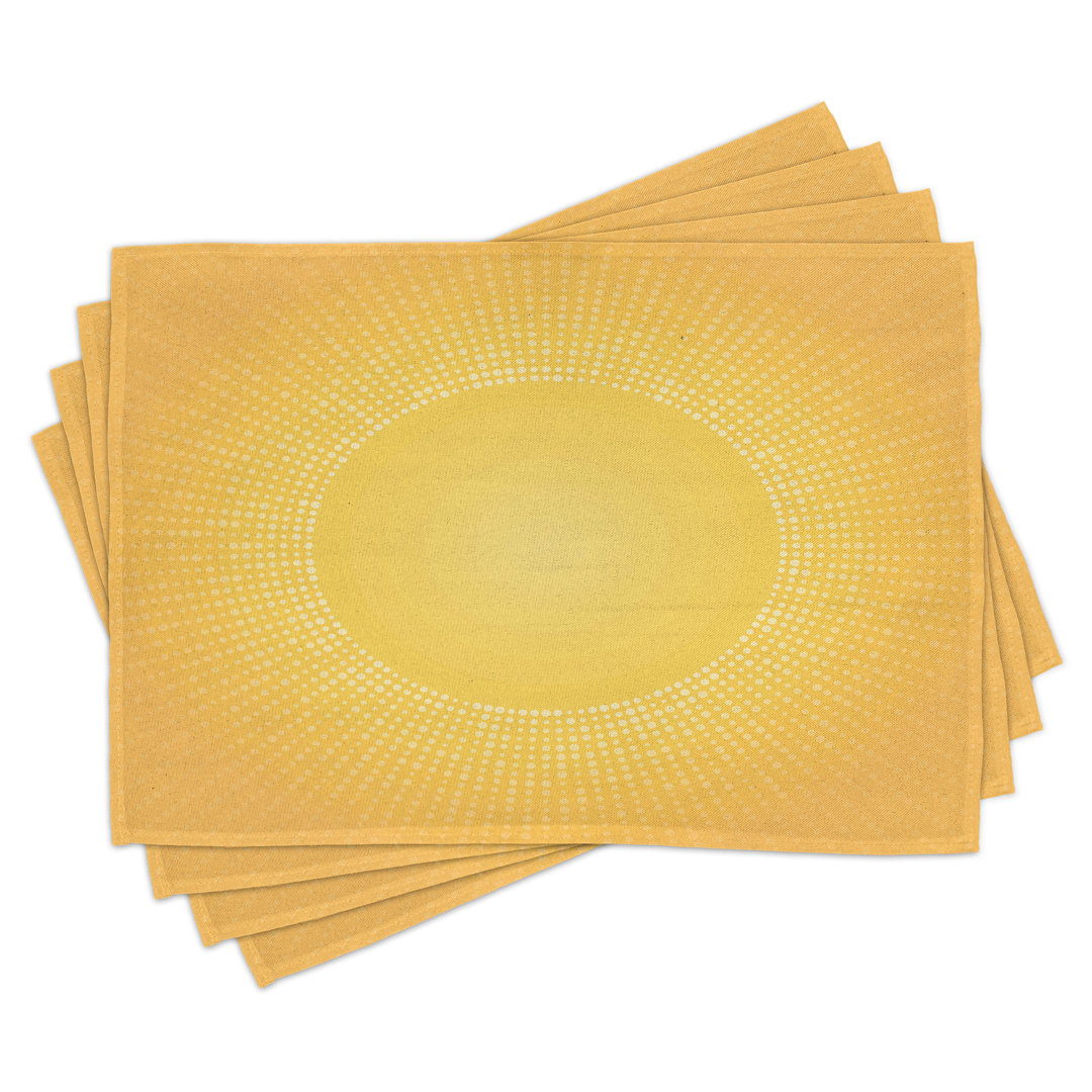 Platzdeckchen 4er Set, Modern Sunshine Circle, Gelb und Weiß