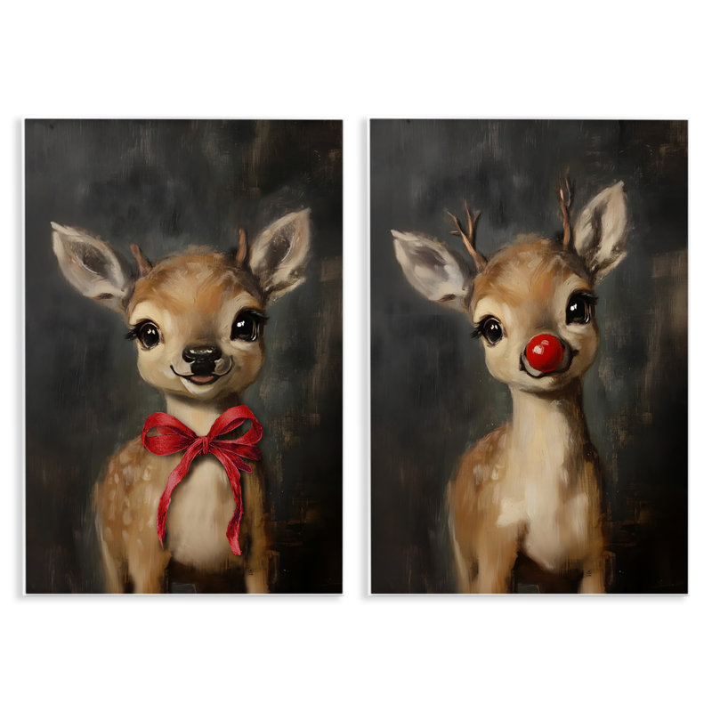 Ensemble de 2 plaques murales Baby Reindeer, H 15 po x l 10 po