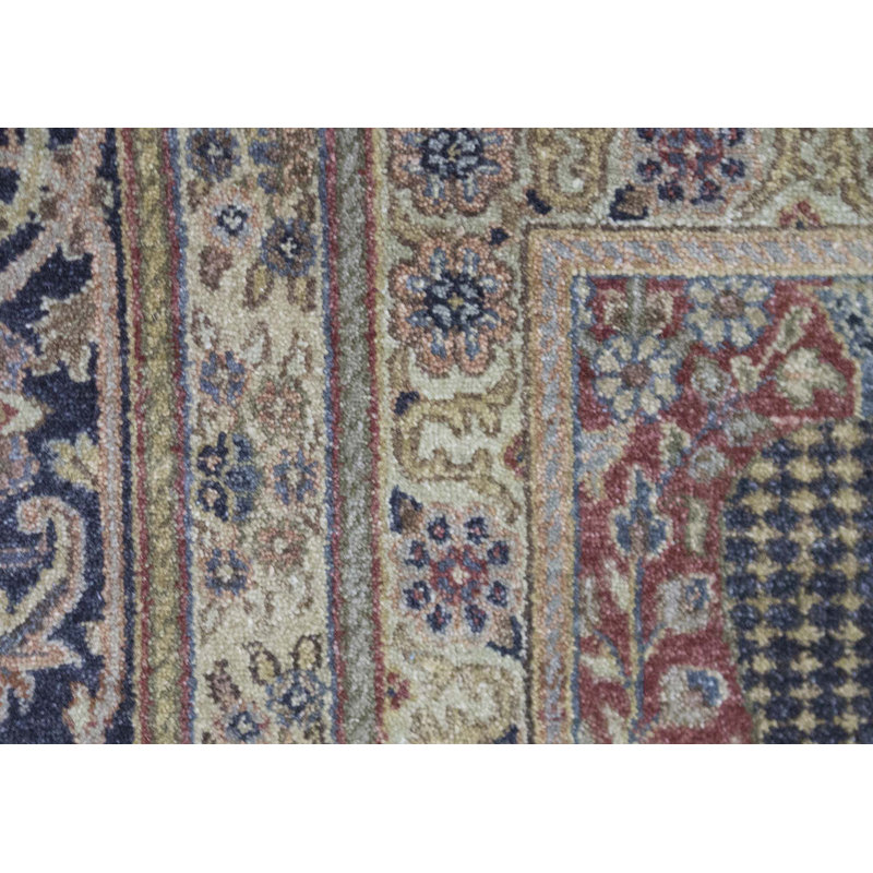 Tapis gris et rouille de haute qualité noué à la main