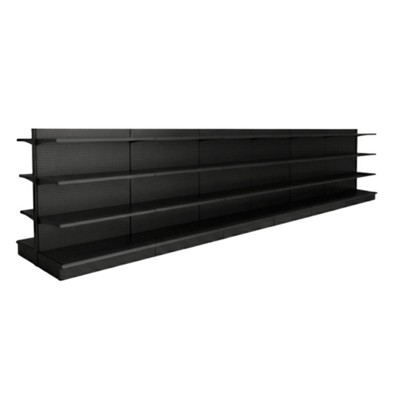 Nouveau - Tablette gondole à double face de 24 pi de largeur x 5 pi de hauteur, 60 po x 288 po, Noir