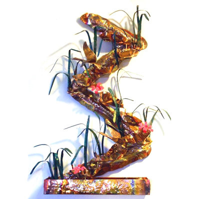 Zig-Zag Handcrafted Metal Wall Base Fountain