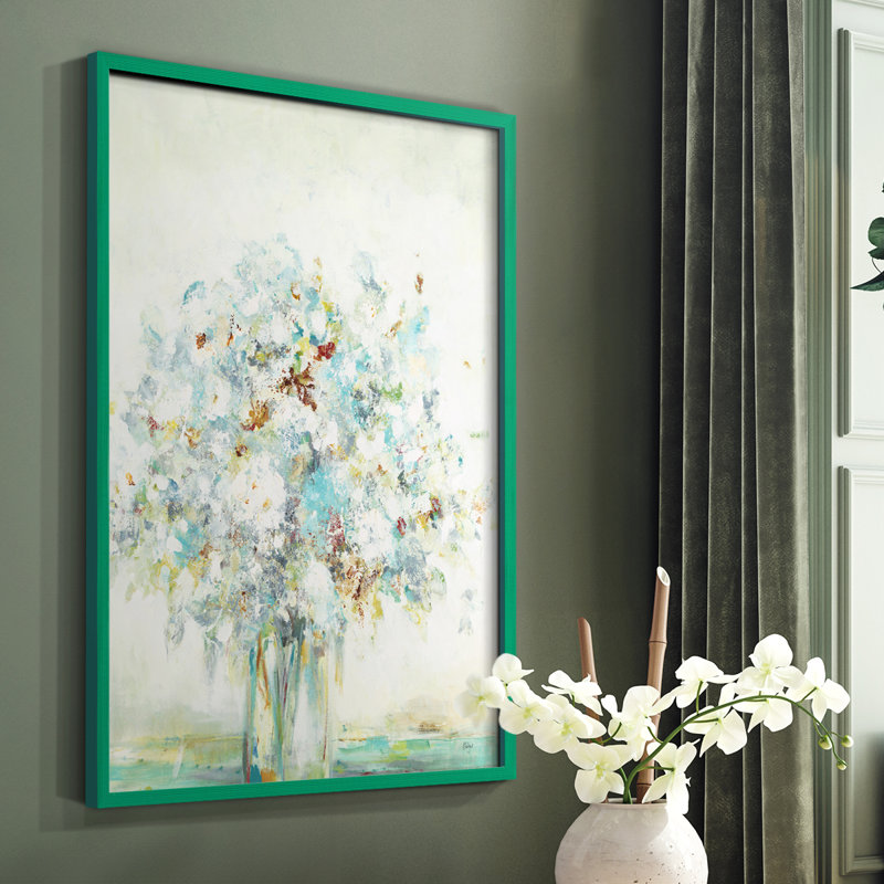 Reproduction encadrée texturée en bois massif, H 10 po x l 8 po, Vert