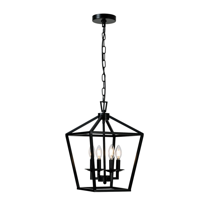 Luminaire suspendu géométrique à 4 lumières Dobson, Noir mat