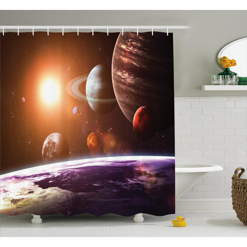 Rideau de douche et crochets de la vue à espace solaire, H 70 po x l 69 po