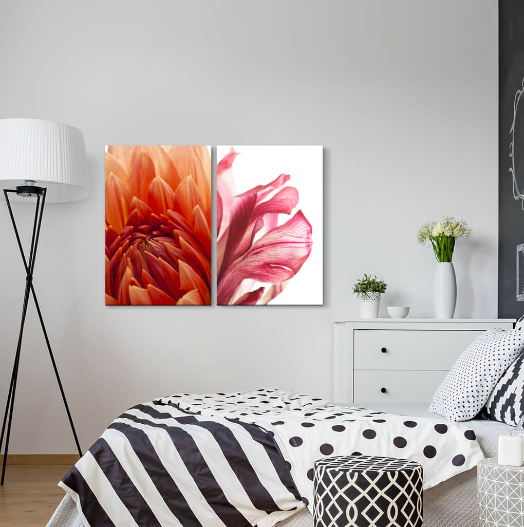 2-tlg. Leinwandbilder-Set - Fotografie „Dahlia Red Blossom Flowers Orchid”