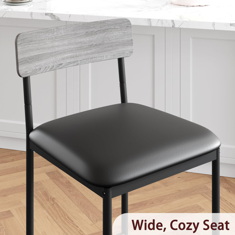 Chaises de bar rembourrées 25,5 pouces avec dossier, Gris, 4