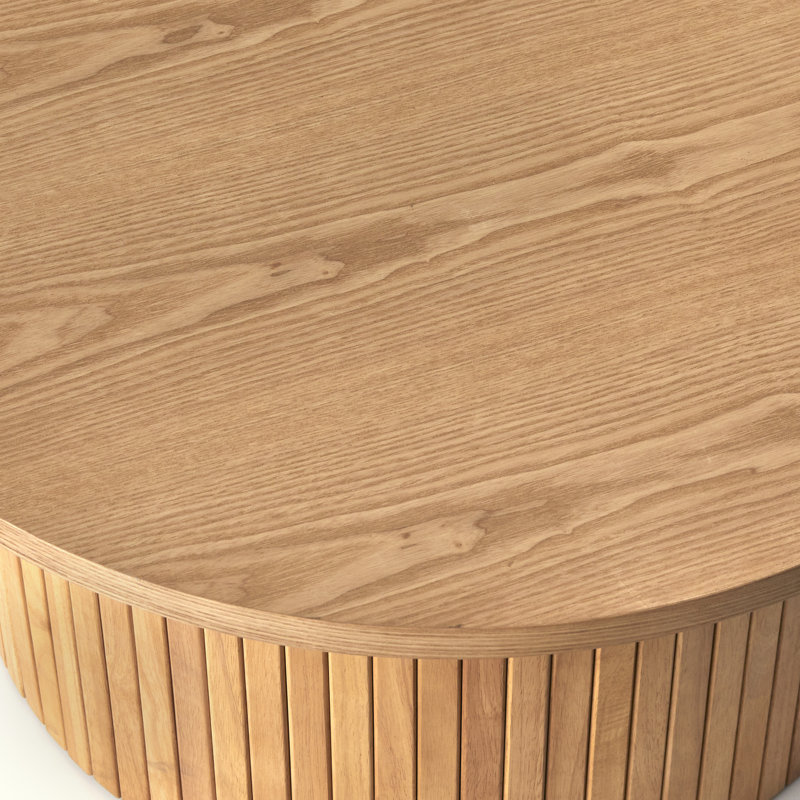 Nechama Fluted Coffee Table, Oak, 16" H x 31.5” W x 31.5” D