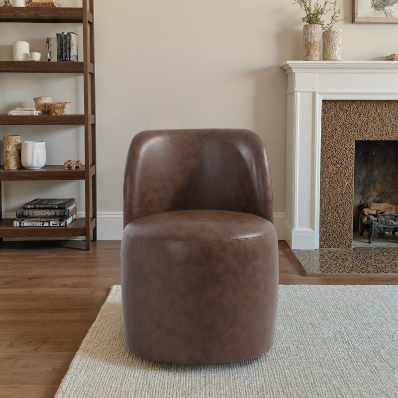 Orduno Upholstered Faux Leather Accent Chair, Brown