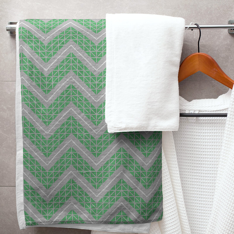 Stephenie Bath Towel, Green/Dark Gray