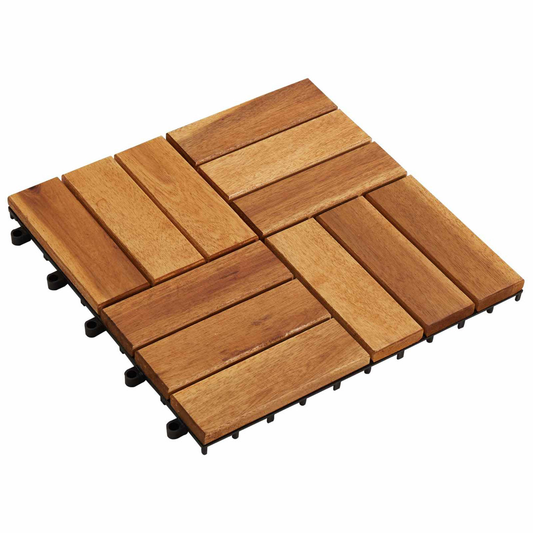 30cm L x 30cm W Acacia Hardwood Interlocking Deck Deck Tile Kit