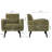  29.75" W Mid-century Fabric Upholstered And Tufted Arm Chair With Rubber Wood Legs(set Of 2)-495269740
