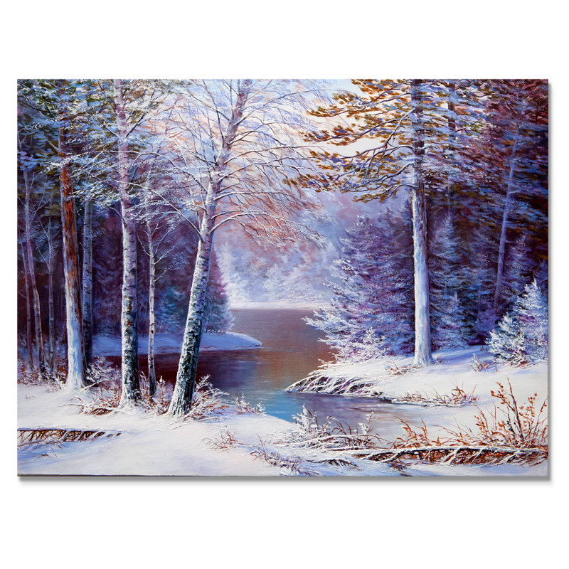 «Sunshine Through Snowy Winter Landscape», reproduction d'art sur toile, H 8 po x l 12 po x P 1 po, Toile tendue