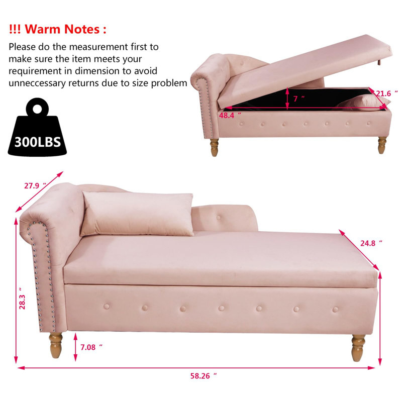 Chaise longue d'intérieur en velours One Pillow, Rose