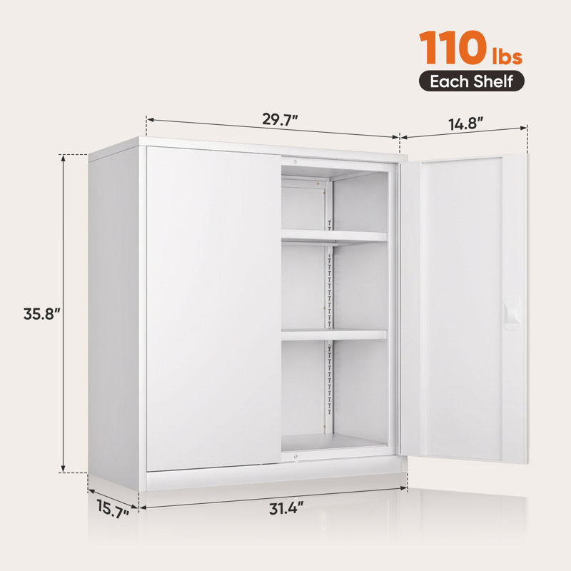 Armoire de rangement en métal, organisateur de rangement de garage avec portes verrouillables et tablettes réglables pour le bureau de l'atelier