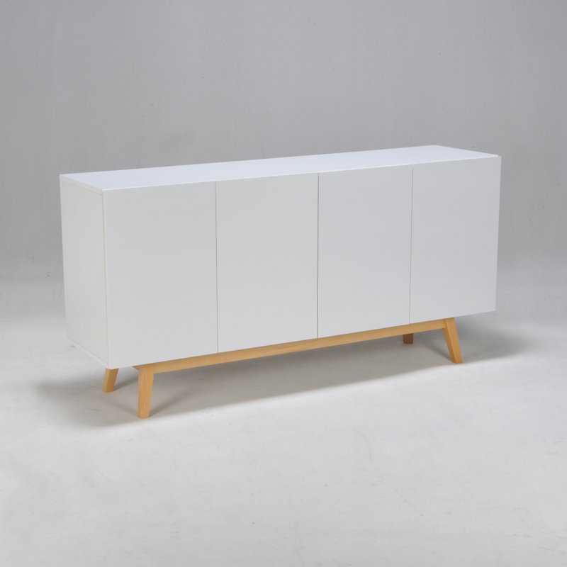 Van Buren 160cm Solid Wood Sideboard, White/White