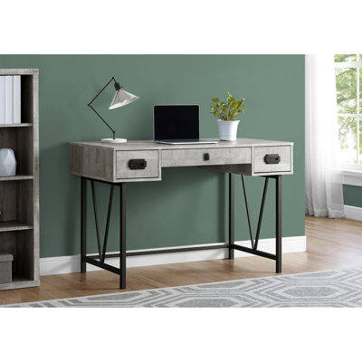 Bureau d'ordinateur, bureau personnel, ordinateur portable, tiroirs de rangement, L 48 po, bureau, stratifié gris, métal, transitionnel