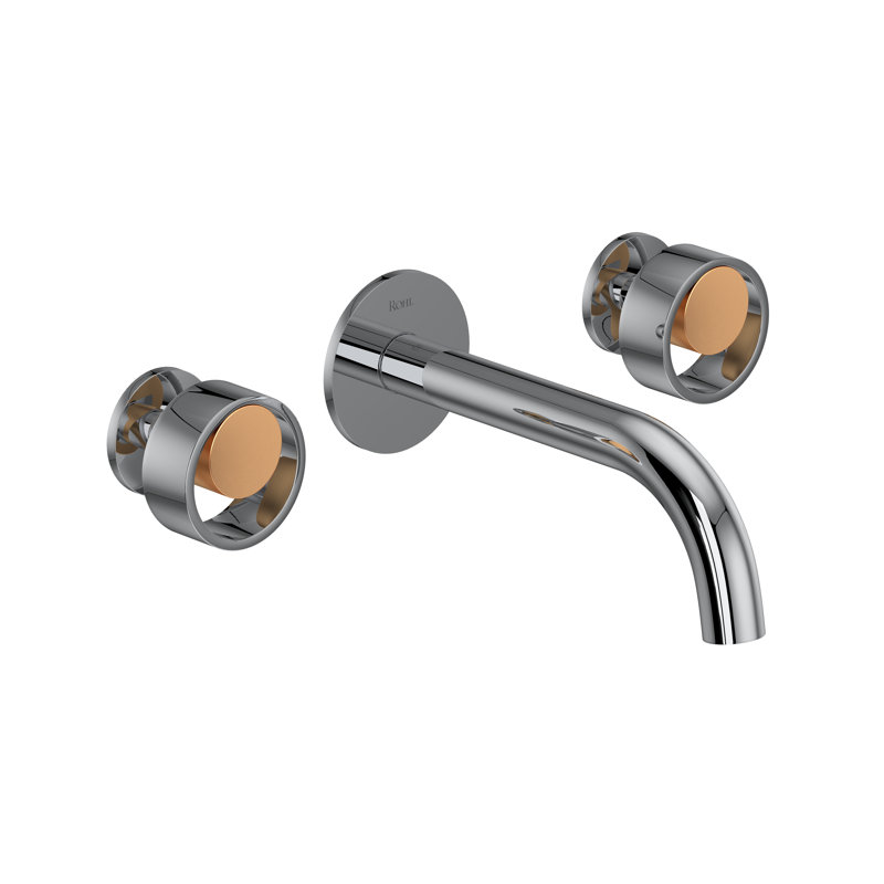 Eclissi Wall Mount Lavatory Faucet Trim With C-Spout, Polished Chrome/Satin Gold
