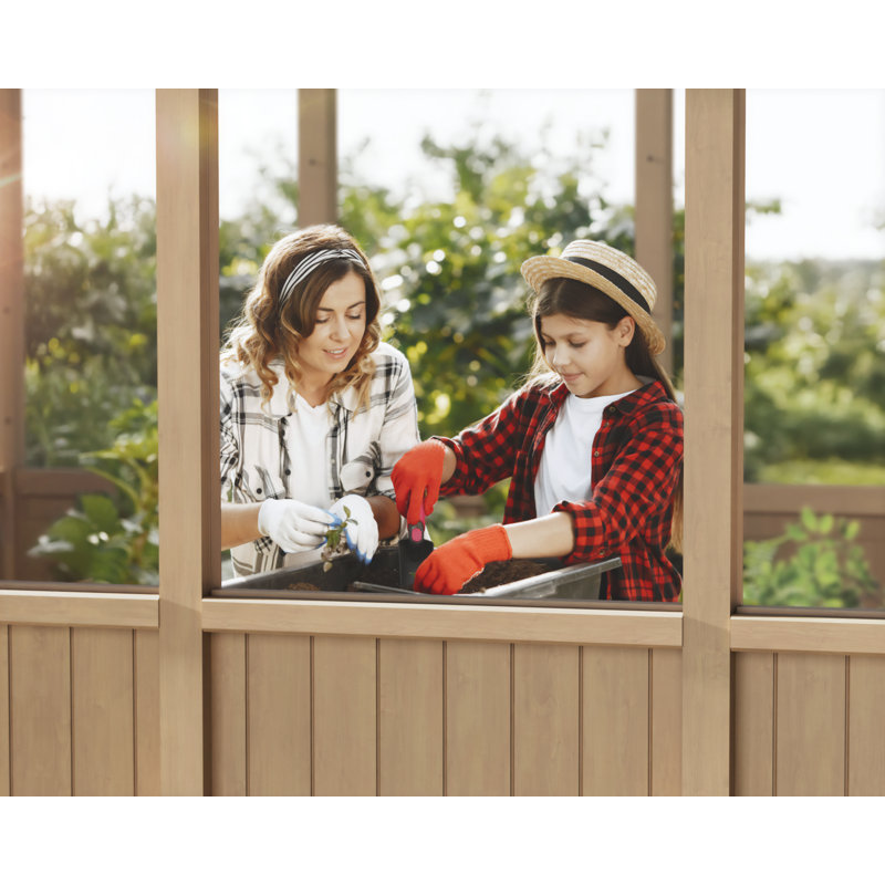 Natura Cedar Wood/Clear DIY Greenhouse Kit, 102.8" H x 101.3" W x 143.3" D