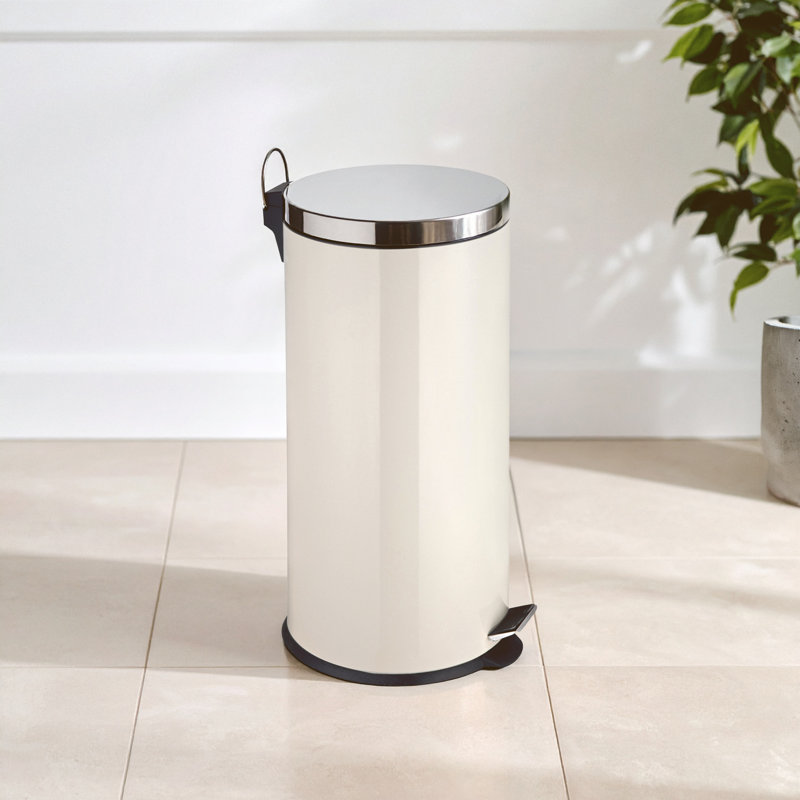 Steel Step On Kitchen Rubbish Bin, Creme