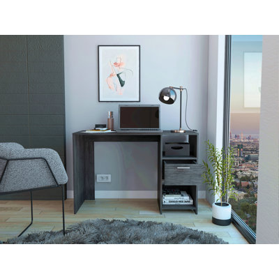 Bureau d'ordinateur, un tiroir, deux tablettes
