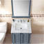 Dessus de meuble-lavabo 31 po x 22 po, dessus de meuble-lavabo en pierre frittée blanc Carra avec lavabo rectangulaire encastré en céramique avec dosseret de meuble-lavabo, comptoir à trois trous