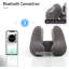 Oreiller de voyage Bluetooth avec haut-parleurs intégrés, oreiller ergonomique en mousse à mémoire de forme en U pour avion, voiture et bureau, gris