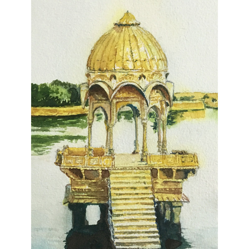 Lac Gadisar | Peinture à l'aquarelle | Par Amit Suthar