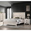 Lit double contemporain gris beige avec tête de lit à motif géométrique - mobilier de chambre rustique
