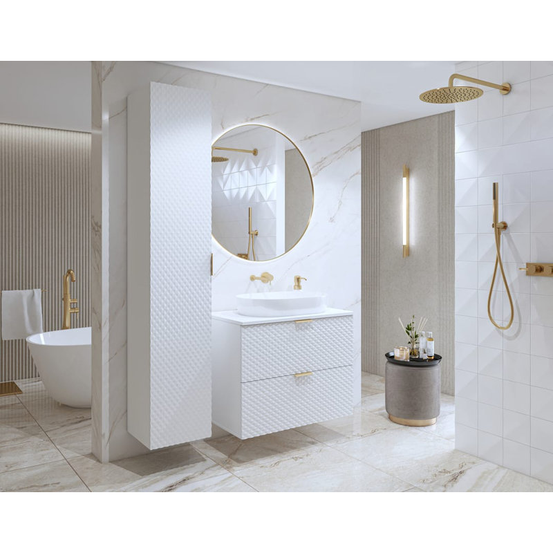 Aidrick 80mm Single Bathroom Vanity, Matte White