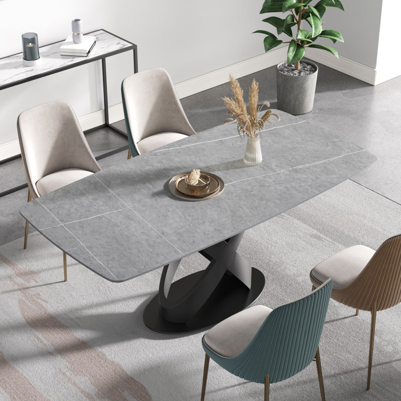 Table de salle à manger Sesteded, Noir, Gris, H 29,53 po x L 70,87 po x l 35,43 po