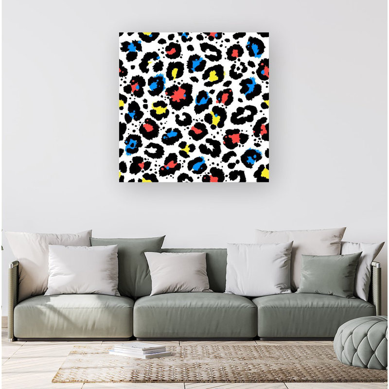 Coloured Leopard - Wrapped Canvas Print, 16cm H x 16cm W x 3.8cm D