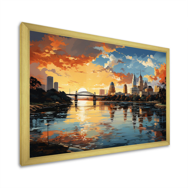 «City Austin Popart III», reproduction sur toile, H 24 po x l 32 po x P 1 po, Cadre doré à une seule photo
