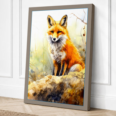 Alert Fox On Stone Boho - Print