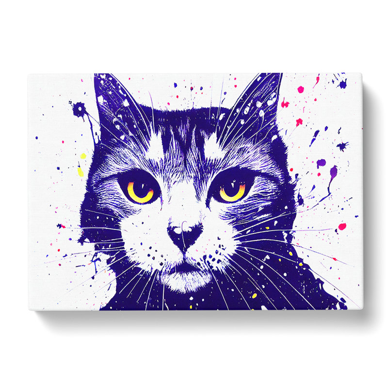 Cat Paint Splatter - Wrapped Canvas, 50cm H x 76cm W x 3cm D